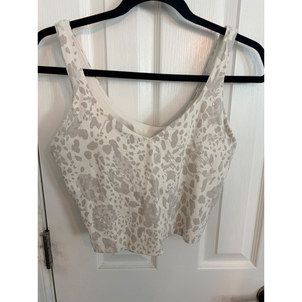 Lululemon Align Tank Top Grey White Leopard Camo Nulu Yoga Crop Bra Camisole